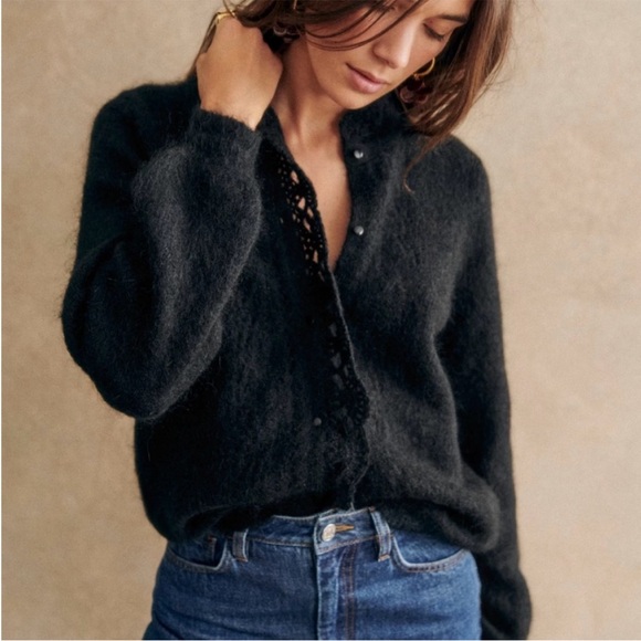 Sezane Sweaters - Sezane Angie Black Cardigan Sweater